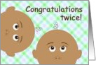 Baby Shower Congratulations for African American Twins! card