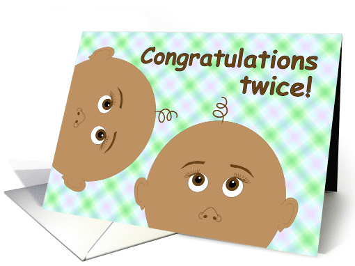 Baby Shower Congratulations for African American Twins! card (822753)
