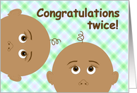 Baby Shower Congratulations for African American Twins! card