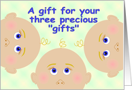 Baby Shower Gift For Triplets card