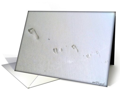 foot prints on the beach card (817888)
