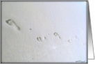 foot prints on the beach card