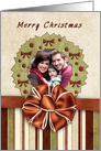 Merry Christmas Wreath with Bow Photo Card