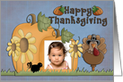 Happy Thanksgiving Pumpkin and Turkey Photo Card