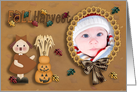 Fall Harvest Doll and Pumpkin Photo Card
