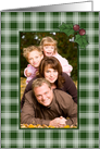 Plaid and Holly Christmas Photo Card