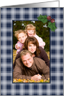 Plaid and Holly Christmas Photo Card