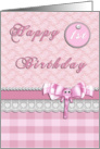 Pink Elephant Happy 1st Birthday Card For Girls card