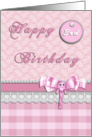 Pink Elephant Happy 3rd Birthday Card For Girls card