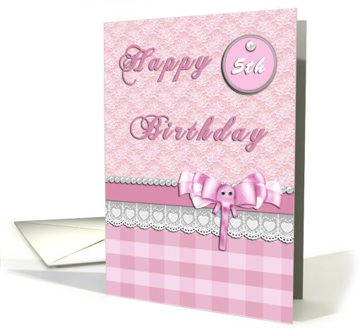 Pink Elephant Happy 5th Birthday Card For Girls card (823035)
