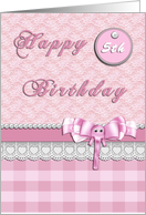 Pink Elephant Happy 5th Birthday Card For Girls card