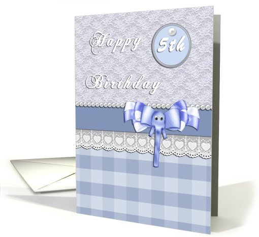 Blue Elephant Happy 5th Birthday card (823080)
