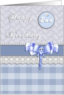 Blue Elephant Happy 2nd Birthday card