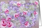Happy Birthday Pink Rose Buds and Hydrangeas card