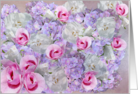 Blank Note Card Pink Rose Buds and Hydrangeas card