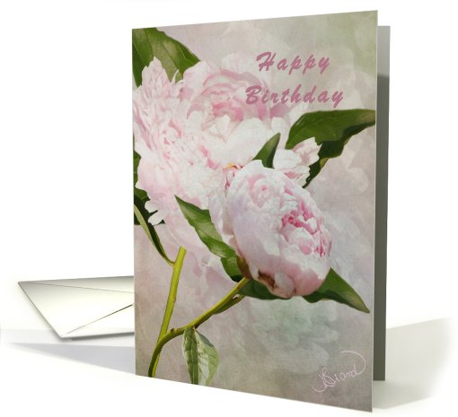 Happy Birthday Pastel Pink Peonies card (830550)