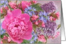 Happy Birthday Pink Peonies and Lilacs card