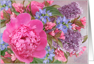 Blank Note Card Pink Peonies and Lilacs card