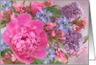 Blank Note Card Pink Peonies and Lilacs card