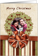 Merry Christmas Wreath with Bow Photo Card