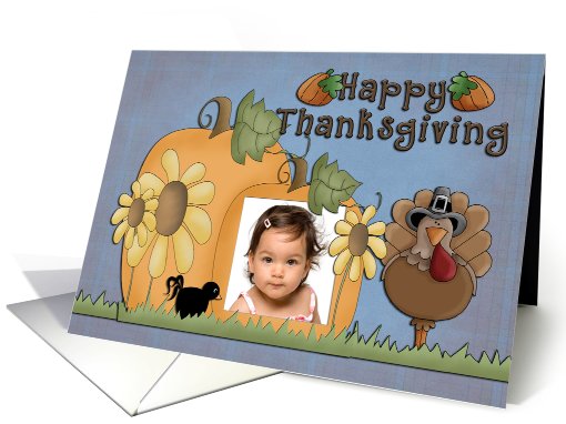 Happy Thanksgiving Pumpkin and Turkey Photo card (850506)