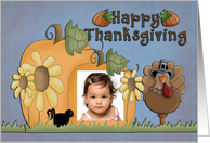 Happy Thanksgiving Pumpkin and Turkey Photo Card