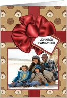 Wrapped Christmas Gift Snowman and Gingerbread Man Photo Card