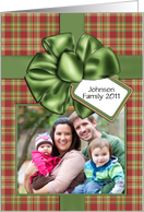 Wrapped Christmas Gift Red and Green plaid Photo Card
