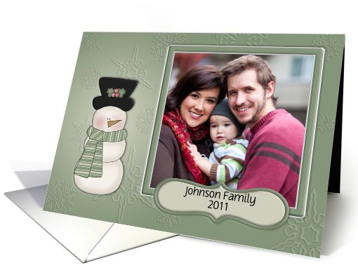 Pastel Snowman and Snowflakes Photo card (851254)