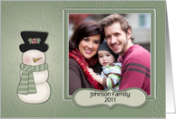 Pastel Snowman and Snowflakes Photo Card