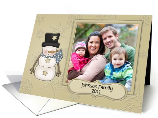 Pastel Snowman and Snowflakes Photo card (851257)