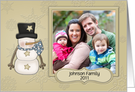 Pastel Snowman and Snowflakes Photo Card