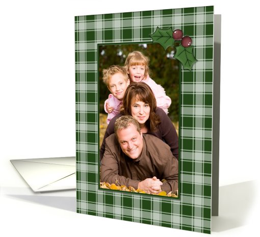 Plaid and Holly Christmas Photo card (851260)