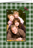 Plaid and Holly Christmas Photo Card