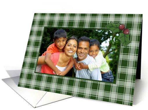 Plaid and Holly Christmas Photo card (851263)