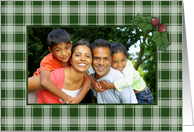 Plaid and Holly Christmas Photo Card