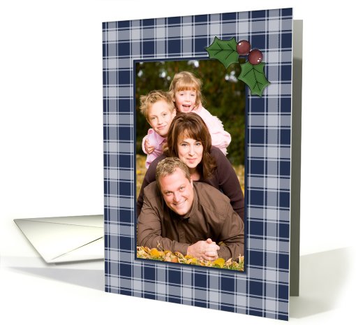 Plaid and Holly Christmas Photo card (851266)