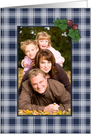 Plaid and Holly Christmas Photo Card