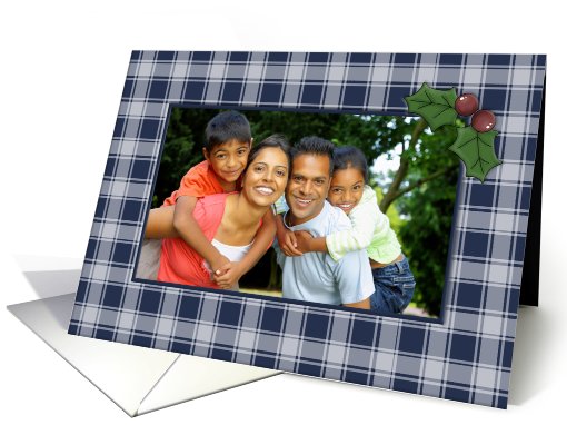 Plaid and Holly Christmas Photo card (851270)