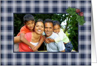 Plaid and Holly Christmas Photo Card