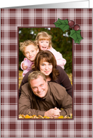Plaid and Holly Christmas Photo Card