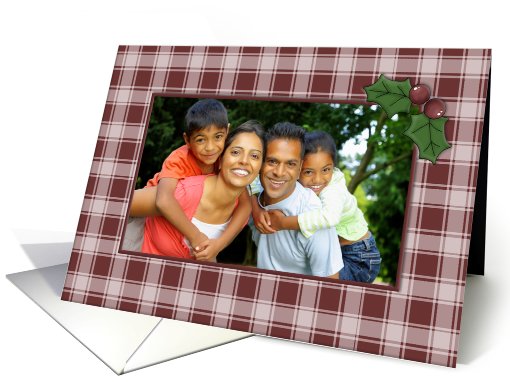 Plaid and Holly Christmas Photo card (851272)