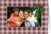 Plaid and Holly Christmas Photo Card