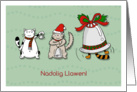 Nadolig Llawen! - Merry Christmas in Welsh with Cats and Bells card