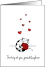 Thinking of you granddaughter - Cute cat hugging yarn card