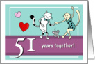 Happy 51st Wedding Anniversary - Two cats dancing card