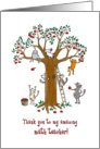 Thank you to math teacher, Cute cats climb apple tree card