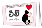 Happy 35th Wedding Anniversary - Two cats in love card