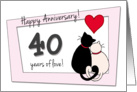 Happy 40th Wedding Anniversary - Two cats in love card