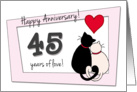 Happy 45th Wedding Anniversary - Two cats in love card